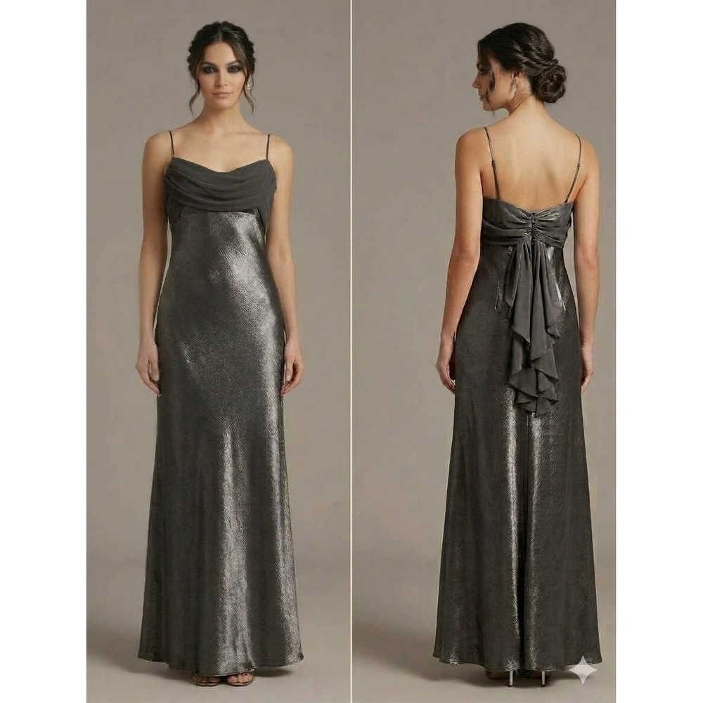 Vintage Y2K 90s Betsy & Adam Cowl Neck Formal Evening Maxi Gown 10 Prom Hoco